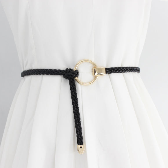 女編織細腰帶洋裝裝飾韓版復古時尚ig風圓環打結腰鏈