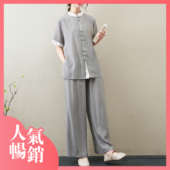 中式武術晨練絲滑工作服套裝