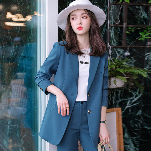 高端西裝套裝女2022春季休閒氣質時尚英倫風小個子韓版西裝褲套裝