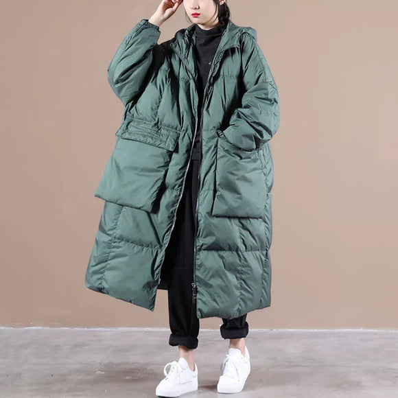 文藝外套寬鬆長款過漆羽絨面服