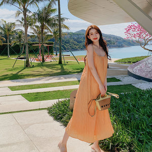 三亞海邊吊帶露背裙2022新款洋裝時尚旅遊度假風長裙女款裙子