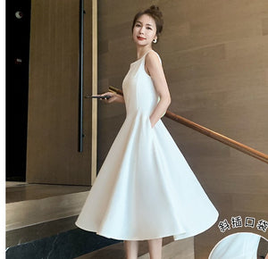 洋裝女夏2023赫本風白色晚禮服氣質無袖顯瘦黑色裙子