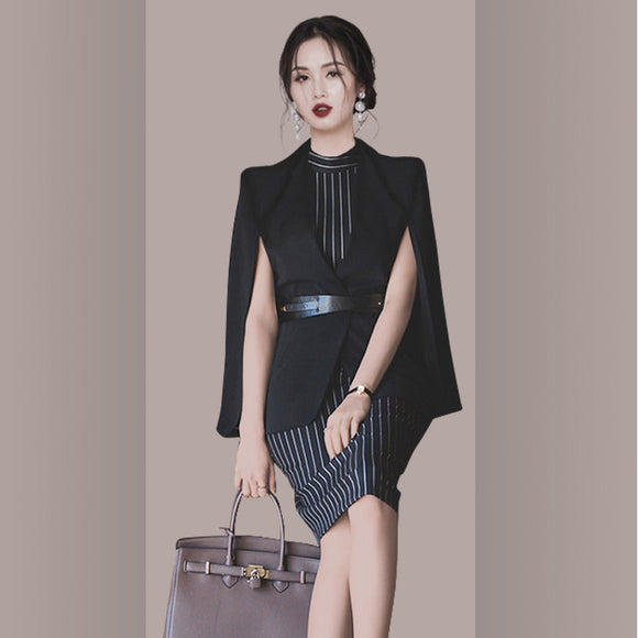 女裝名媛女裝OL氣質職業洋裝2023兩件式套裝時尚套裝裙