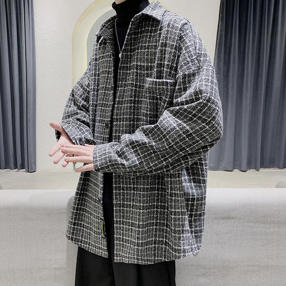 珀斯人男士大尺碼外套港風文藝各系休閒長袖襯衫秋季青年夾克潮