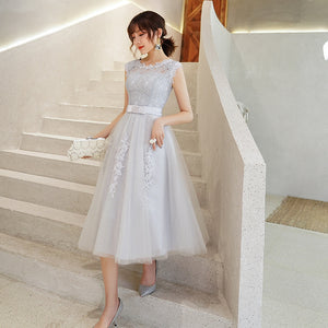 晚禮服灰色伴娘服中長款2023演出洋裝韓版伴娘團小姐妹裙女