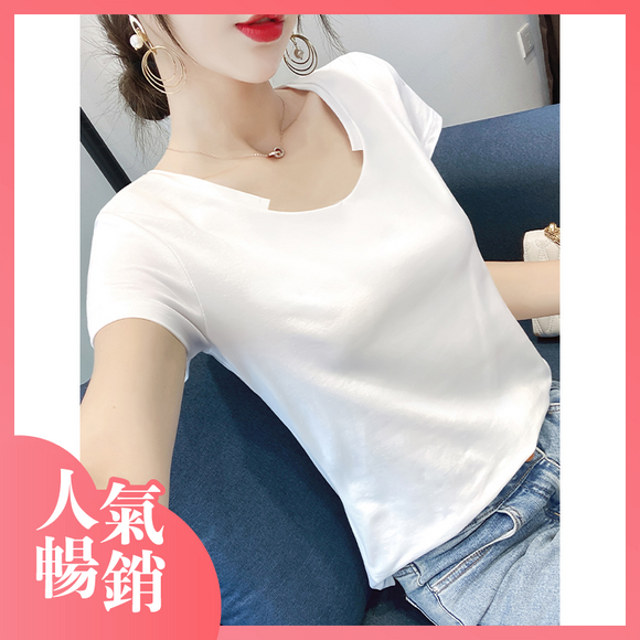 設計感小眾簡約顯瘦純棉短袖T恤