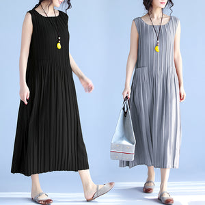 夏季韓版女裝大尺碼洋裝 無袖壓折大尺碼背心女裙