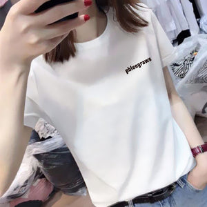 白色短袖T恤女夏2022新款時尚修身簡約字母百搭短袖上衣女裝ig潮