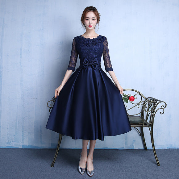 2023晚禮服中長款長袖結婚禮服裙敬酒服女伴娘服