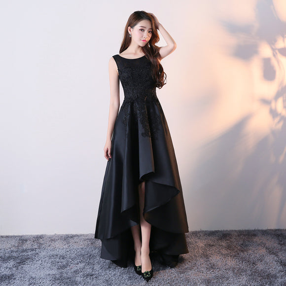歐美禮服女2023端莊大氣黑色晚禮服宴會畢業季派對洋裝