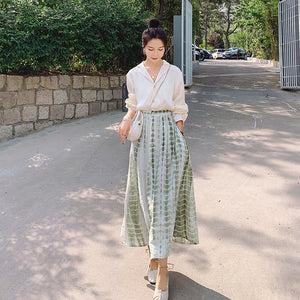 新款春秋拼接假兩件洋裝女韓版氣質收腰顯瘦法式長裙子