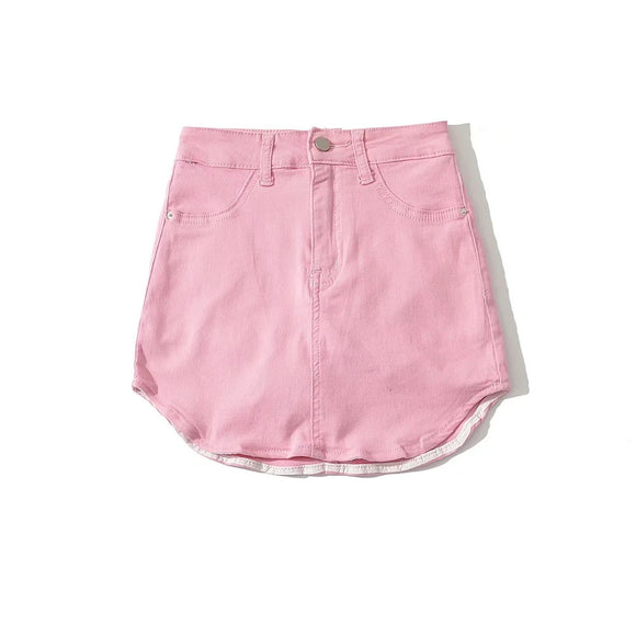 純欲風弧形牛仔短裙辣妹性感包臀半身裙女夏防走光高腰迷你裙