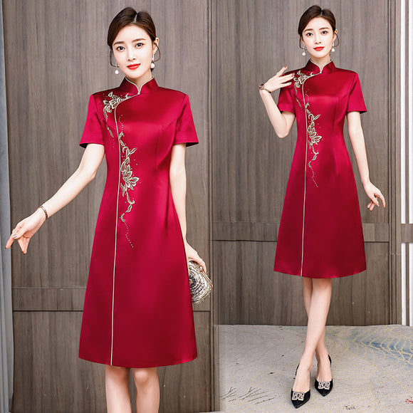 敬酒服旗袍紅色改良中國風洋裝結婚2023春夏婚宴婚禮禮服女
