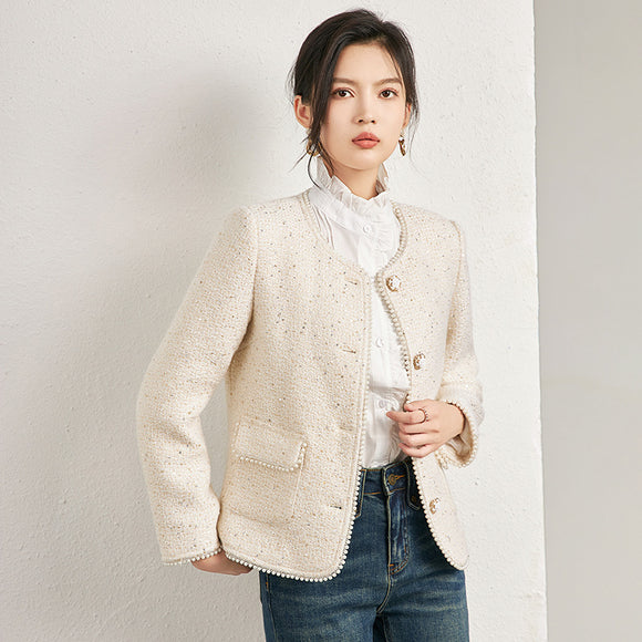 23231307-女裝經典名媛小香風短款外套顯瘦氣質百搭羊毛外套