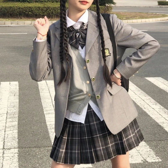 jk制服裙灰色西裝女外套百搭正版校供學院風秋冬西裝日系學生班服