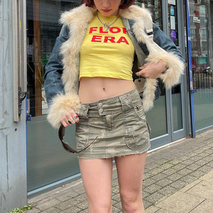 迷彩撞色低腰街頭歐美辣妹風時尚潮流修身包臀半身裙短裙2022新款