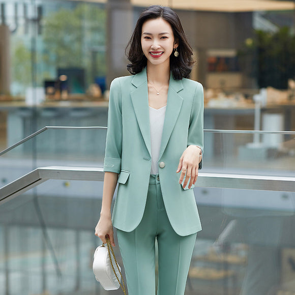 純色西裝外套女薄款2022春夏新款小個子休閒時尚氣質百搭職業套裝