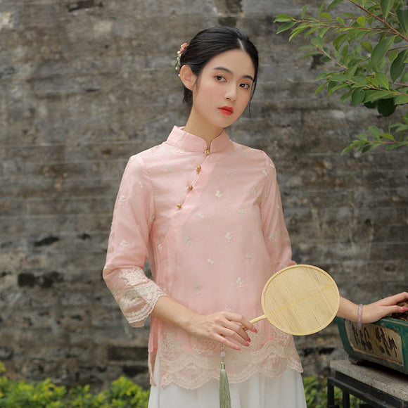 卿淑齋上衣唐裝女夏中國風禪意改良漢服短款上衣中式茶服
