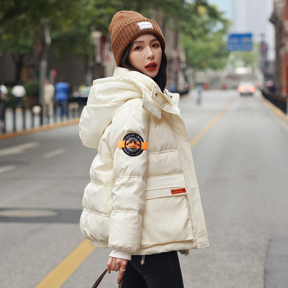 派克羽絨面服女2023冬季韓版小個子時尚顯瘦氣質工裝鋪棉上衣外套