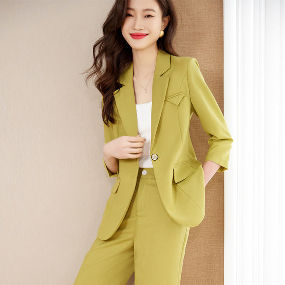 黑色西裝外套女春夏2023小個子時尚氣質女神範職業西裝兩件式套裝
