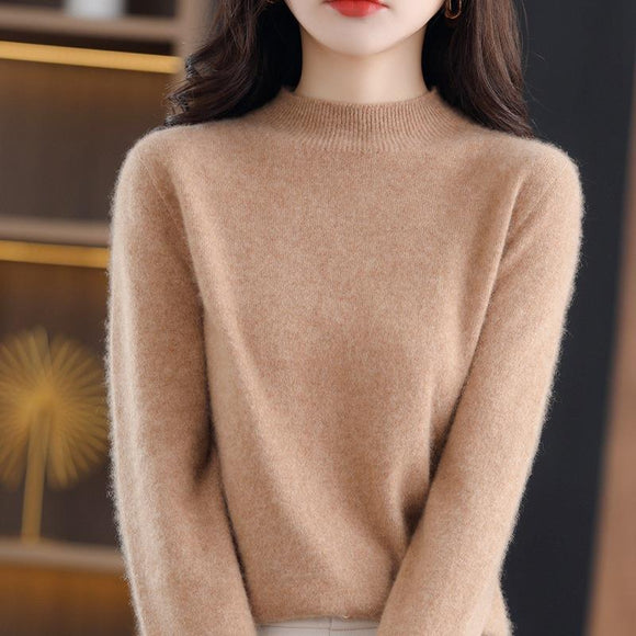 羊毛衫女秋冬季半高領針織衫寬鬆毛衣內搭內搭上衣