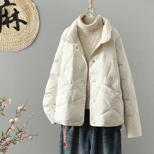 秋冬日系加厚保暖連帽羽絨外套