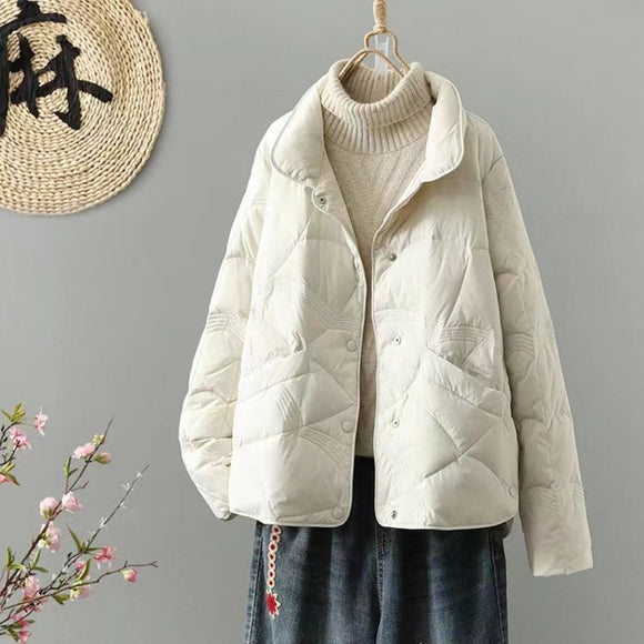 秋冬日系加厚保暖連帽羽絨外套