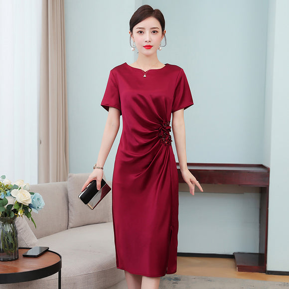 媽媽禮服年輕時尚高貴洋氣喜婆婆婚宴裝丈母娘敬酒連衣裙