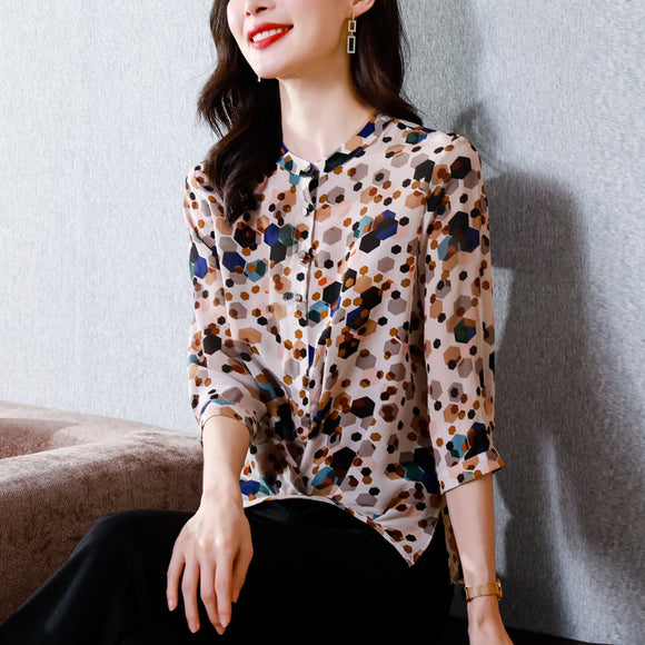 上衣女士夏季薄款輕奢名媛設計感小眾桑蠶絲氣質襯衫