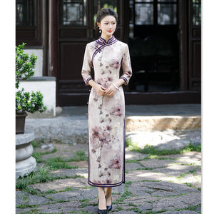 老上海復古民族風傳統長款七分袖旗袍2023秋冬中老年女士旗袍