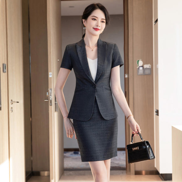 職業套裝女前臺飯店經理客服接待正裝工作服短袖西裝套裙工裝