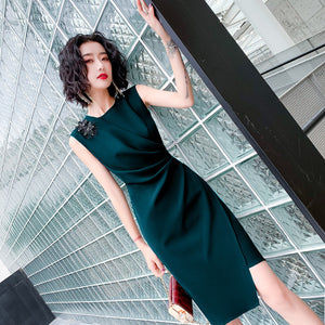 小個子禮服裙女短款主持人洋裝氣質名媛平時可穿大氣宴會晚禮服