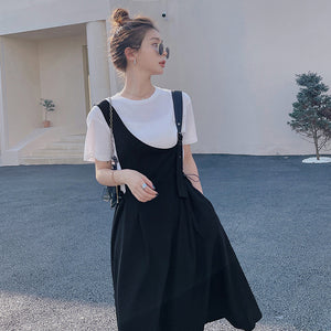 吊帶裙套裝女夏2023設計感小眾高腰氣質減齡兩件式套裝洋裝