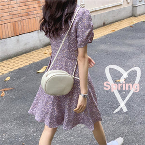夏女學生日系小清新碎花甜美小個子顯瘦韓版法式短袖洋裝