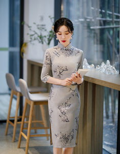 秋季雪花絨旗袍中國風年輕日常優雅改良中長款少女旗袍裙